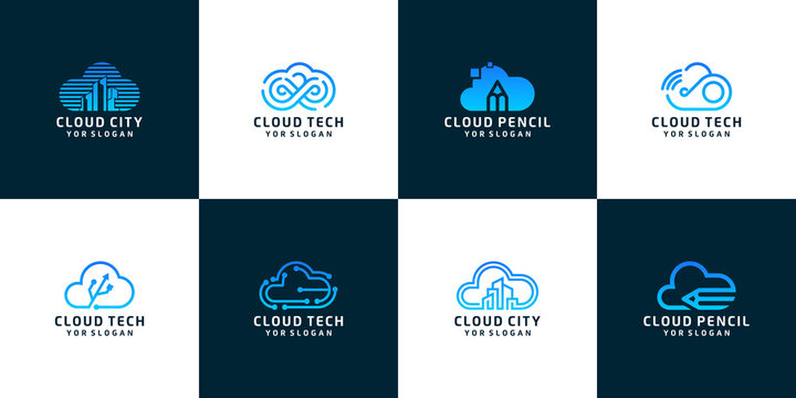 Collection of cloud logo templates