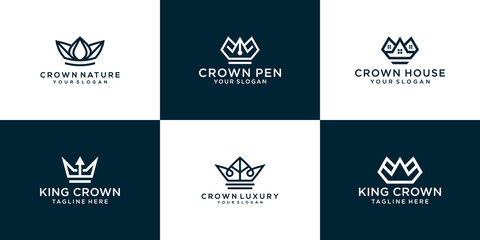 Collection of crown logo designs template