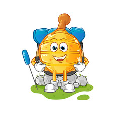 honey spoon go camping mascot. cartoon vector