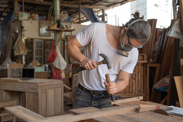 Portrait of Adult aged Caucasian carpenter