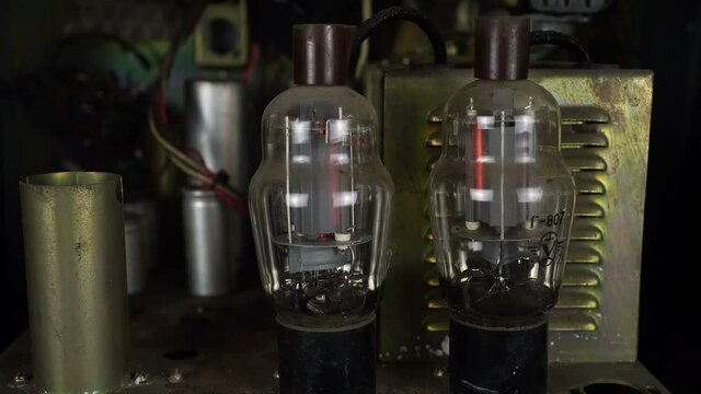 Device Radio Components Lamps In The Broadcast Amplifier.