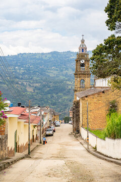 typical street of the village of Chinavita, Boyaca, Colombia