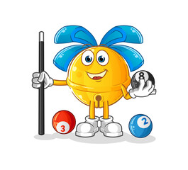 jingle bell plays billiard character. cartoon mascot vector