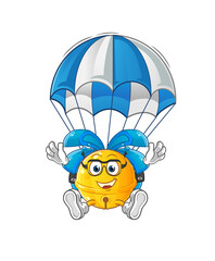 jingle bell skydiving character. cartoon mascot vector