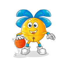jingle bell dribble basketball character. cartoon mascot vector