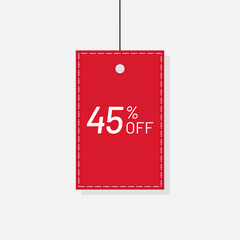 Discount red tag sale label 45 off vector