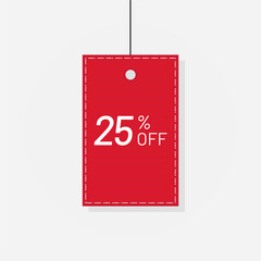 Discount red tag sale label 25 off vector