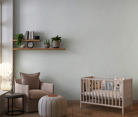 wall mockup in cute nursery room