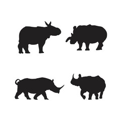collection of rhino animal silhouettes