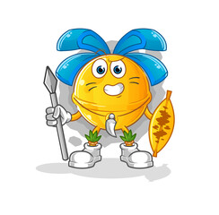 jingle bell african tribal fighter mascot. cartoon vector