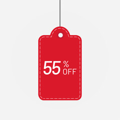 Tag discount red 55 off sale label vector