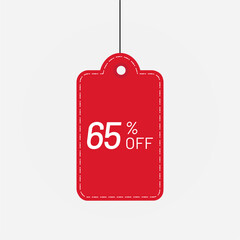 Obraz na płótnie Canvas Tag discount red 65 off sale label vector