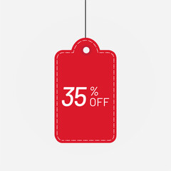 Tag discount red 35 off sale label vector