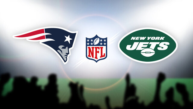 NFL New England Patriots Vs New York Jets Vector Illustration.