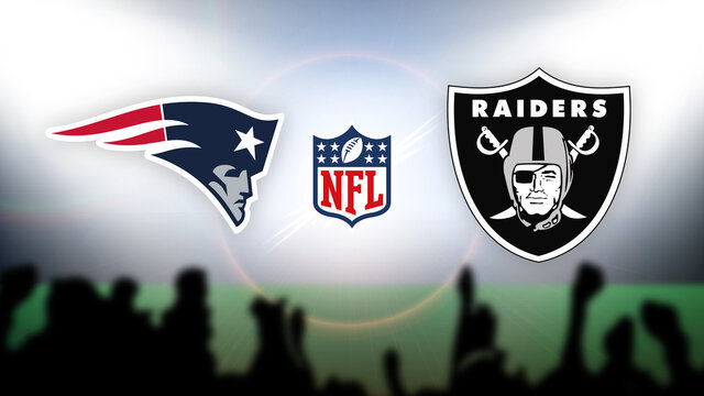 NFL New England Patriots Vs Las Vegas Raiders Vector Illustration.