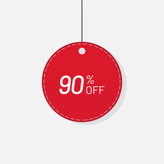 Obraz na płótnie Canvas Red sale tag discount label 90 off Vector