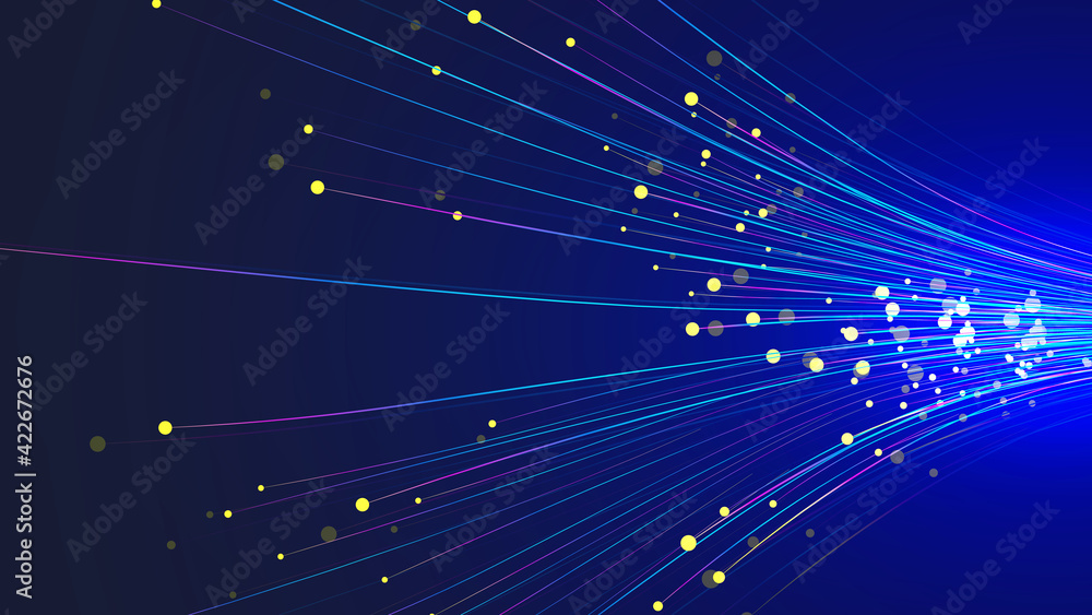Aufkleber dynamic point-line particles constitute the background of internet technology for emitting beams