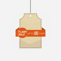 Price tag label flash sale discount 95 off Vector