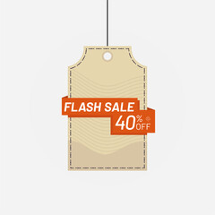 Price tag flash sale label discount 40 off Vector