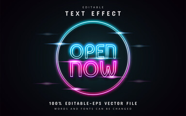 Obraz premium Open now, neon style text effect