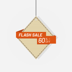 Flash sale discount tag label 60 off vector