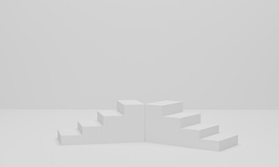 3d rendering. Abstract minimal background, stairs on white background