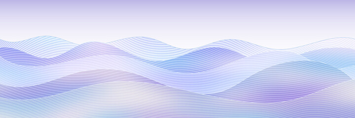 Abstract vector drawing of waves on the sea, natural background