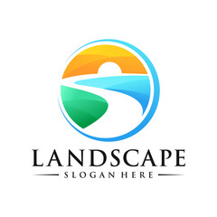 Fototapeta na wymiar Landscape logo design illustration vector template 
