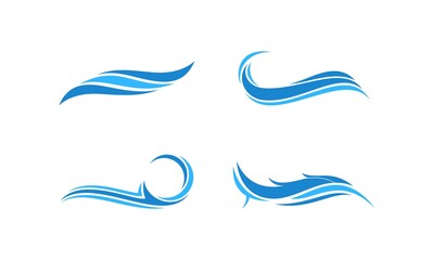 Sea wave set illustration vector logo