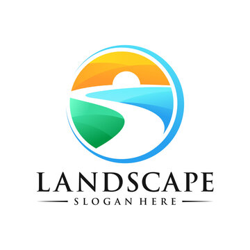 Landscape logo design illustration vector template
