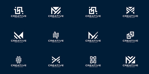 Set of abstract monogram letter logo template for business of luxury, elegant, simple