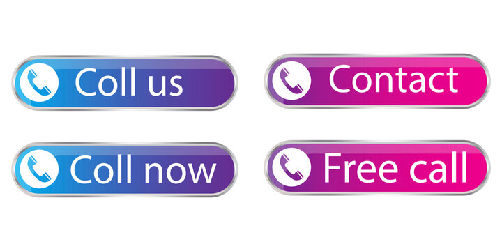 Button with free call on white background. Communication icon symbol. Contact shadow. Stock image. EPS 10.