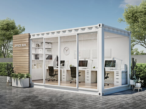 Mobile office container 3D render #3