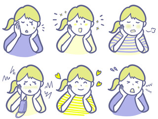 肌荒れに悩む女性のイラスト