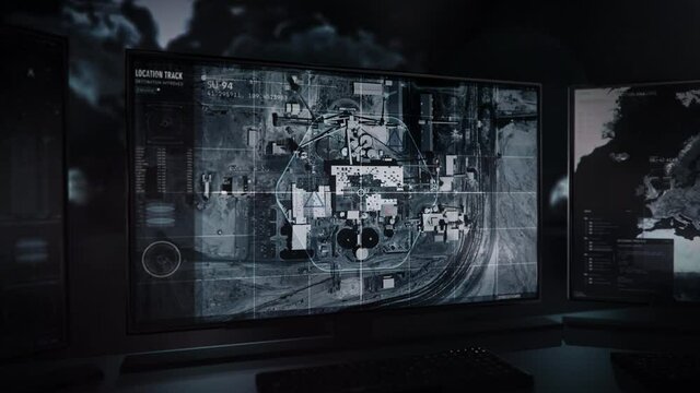 Location Track. Destination Approved. Using the Most Advanced Spying Software. Gaining Access to the Radar Data. Satellites are Flying past the Chemicals Plant in America. Computer User Interface.
