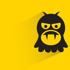 cute monster with shadow on yellow background