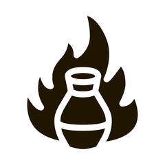 clay vase on fire icon Vector Glyph Illustration
