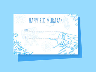 Hand drawn doodle HAPPY Eid Mubarak gift tag