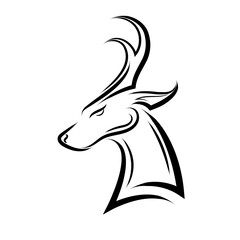 Black and white line art of barking deer head. Good use for symbol, mascot, icon, avatar, tattoo, T Shirt design, logo or any design you want.