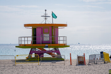 Miami Beach colorful lifeguard stand - Powered by Adobe