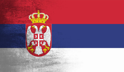 Grunge Serbia flag. Serbia flag with waving grunge texture. - obrazy, fototapety, plakaty