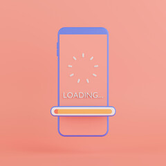 3d rendering smartphone with download interface on pink background.