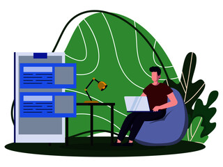 illustration of person with laptop