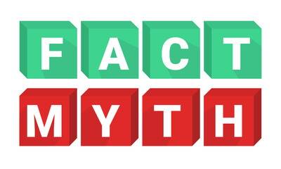 Fact myth sign. Concept of thorough fact-checking or easy compare evidence.  Illustration vector