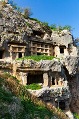 Lycian Rock tombs in ancient Tlos city at Fethiye, Turkey