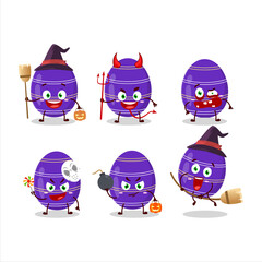 Halloween expression emoticons with cartoon character of dark purple easter egg