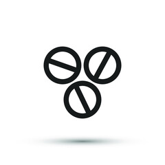 Pills and drugs icon vector medical element for trendy design. Simple pharmacy pictogram for mobile concept and web apps. Vector line medical pills icon isolated on a white background	