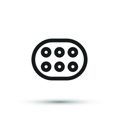 Pills and drugs icon vector medical element for trendy design. Simple pharmacy pictogram for mobile concept and web apps. Vector line medical pills icon isolated on a white background	