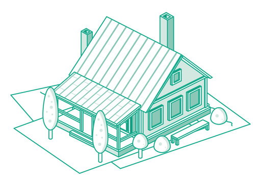 recommend clip art: Isometric Outline Suburb Residential Building.