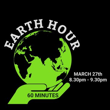 Earth Hour campaign. An illustration of world globe with earth hour information.